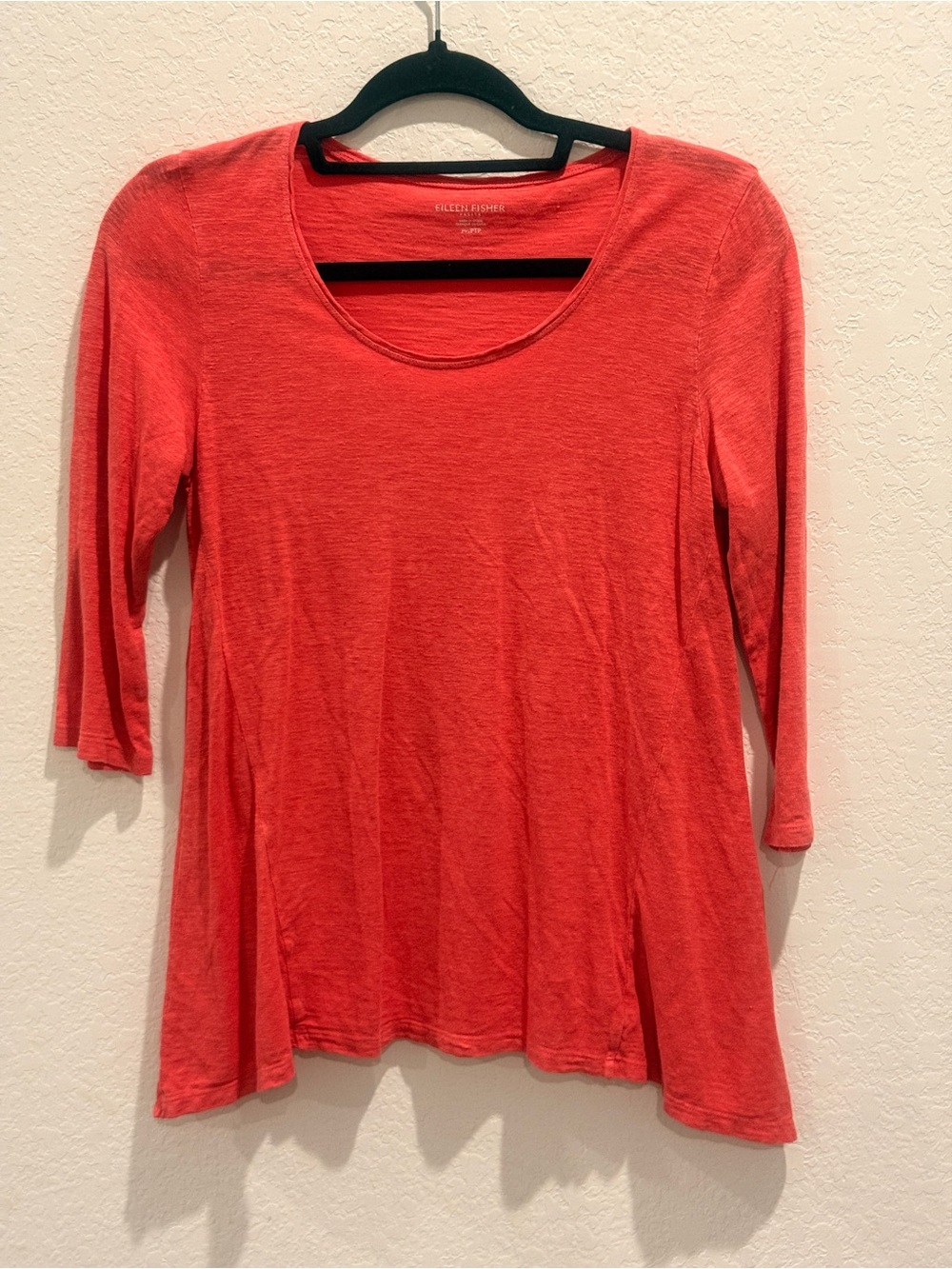 Eileen‎ Fisher Coral Scoop-Neck 3/4 Sleeve Tunic
